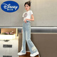 
Disney girls autumn pants new style fashionable Chinese style 2024 embroidered jeans medium-large children new Chinese style girl bell-bottom pants light blue [679 Chinese style embroidered bell-bottom pants] 160cm