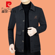 Pier Cardin woolen jacket for men short collar men's tweed jacket thickened warm middle-aged and elderly daddy suit knitted D21375 dark gray XL 180