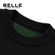 BELLE BELLE童装男童毛衣秋冬小熊圆领套头儿童毛衫宝宝柔软纯棉针织衫 黑色 140