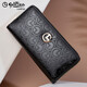 Goldlion handbag women's long wallet fashion glossy leather wallet multi-functional women's zipper cowhide clutch mother bag black exquisite gift box
