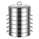 Ji Jinheng 304 stainless steel steamer commercial household large capacity steamed buns double three multi-layer large steamer extra large steamer four cages and one cover food grade 304 steel 60cm