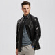 Snow Leopard [Special Offer] Haining Men's Genuine Leather Leather Clothes Mid-Length Top Layer Goatskin Business Casual Leather Jacket Black 175/96A(50)