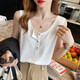 
Yu Zhaolin's vest for women in summer, wearing suspenders, inner wear, and covers the secondary breasts, sleeveless loose ice silk top. YZL-Roaming Diary [White] buttons. XL code recommended: 110-140Jin [Jin equals 0.5 kg]