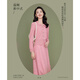 Dema Shi New Gentle and Elegant Chinese Style Button Lapel Knitted Jacket and Skirt Suit for Women Pink XL