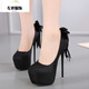 Hentian Tall Transvestite Cross-dressing Sexy Men's Cross-dressing High Heels YP Black Shoes 16cm -15 40