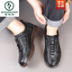 Woodpecker head layer cowhide leather shoes for men in autumn and winter men's business casual shoes genuine leather men's shoes brown tied beef tendon sole black four seasons 9905 standard leather shoes size 38