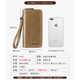 Shenshiyi men's wallet men's long multi-function clutch business casual zipper wallet retro cowhide large capacity business leather long wallet [N991 khaki]