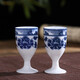 Tao Qinquan white wine cup, ceramic goblet, wine set, small wine cup, Jingdezhen blue and white porcelain, Fortune Lotus 10 wine glasses