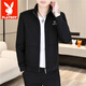 Playboy (PLAYBOY) Men's new stand-up collar jacket zipper shirt top spring and autumn casual fashion Korean style young handsome boy jacket 2687 black 2XL