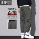 吉普（JEEP）2023年新款秋冬季加绒裤子男士加厚束脚工装潮流松紧腰休闲牛仔裤 9859黑色加绒 2XL 【150-165斤】