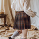 Happyology British children's plaid pleated casual skirt British style girls' skirt pleated skirt pink coffee plaid 98 (98cm)
