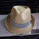 
Tochino high-end Rafi hat men's adult summer sun hat beach hat women's sun protection short edge vacation jazz hat grey striped belt large size L58-61CM
