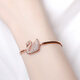 QUAMER light luxury brand gradient blue swan bracelet bracelet rose gold double swan silver bracelet for women black gold double swan hollow bracelet (M size)