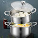 Food grade stainless steel soup pot, household small milk pot, small steamer, soup pot, gas induction cooker, universal, extra thick 304 food grade stainless steel double-eared soup pot 1cm, upgraded and thickened, 24cm with lid + steamer
