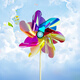 Hi walk laser colorful windmill atmosphere feeling big windmill children's toys colorful small windmill park kindergarten decoration props 18cm [7 leaves 7 colors] 30 wooden poles