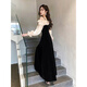 Vestido de noche de banquete de carpintero de carpintería de un hambre de otoño e invierno anfitrión de oro de terciopelo dibujado negro para adultos negro m rojo