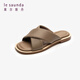 Lairsdan Sommer neuer Stil stilvoller lässiger, bequem bequemer flacher Ferse Flip Flops Sandalen außerhalb der Frauenschuhe 12801 Braun grau TPK 37
