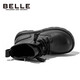 Belle children's shoes winter children's boots girls fashion leather boots baby warm plus fleece Martin boots black size 34