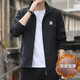 WBWU light luxury brand jacket jacket men's casual trendy stand-up collar spring and autumn trendy high-end velvet joint top Y jacket black-spring and autumn regular XL (recommended 130-150Jin Jin equals 0.5 kg)