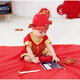 Zhou Li Baby einjährige Kleidung Jungen Frühling und Herbst Fangen Zhou Kleid Baby Girls Kinder Tang Kleidung Baby Set Chinesische Stil Dünne Sommer Frühling und Herbst Winter Neujahr Neujahrskleidung Rot kurzärmelte Jahr alte Ping an (90 Größe Socken Schuhe und Hüte)