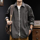 Lomon denim shirt men's autumn outdoor heavy work jacket spring and autumn American blue wear-resistant solid color top men Z723 black L