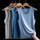 Yizuxiu men's ice silk seamless vest men's wide shoulders sleeveless T-shirt clothes summer sports fitness underwear high elastic breathable casual V-neck bottoming sweatshirt casually tailored waistcoat gray 2XL130-150 catties
