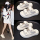 Guqian Sandals for Women 2025 Summer Wear Spea de playa de suela gruesa de alta gama para mujeres Velcro Sandalias de un botón para mujeres 6628 metros blancos 37 (235 mm)