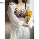 MOLAIMERSWEET underwear women's small breast push-up sexy medium thin cup bra without steel ring side breast lace bra green suit 75B