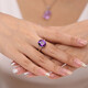 GEM STONE KING 4.61 carat amethyst diamond 925 silver colored gemstone ring ins fashion gift for girlfriend Chinese Valentine's Day gift US No. 8