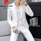 Pierre Cardin Herrenanzug koreanischer Stil Slim Fit Trendy Herren Single Deck Coat Herbst Neue, vielseitige, lässige und hübsche kleine Anzug 717 Schwarz (Einzelanzug) Ein Stück 2xl (140-152jin [Jin gleich 0,5 kg]))