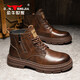 Bull Familie Martin Boots Herren echte Leder Herbst und Winter High-Top British Style Old Retro Work Boots Herren Red Brown 43