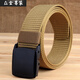 Manxinan iron-free nylon belt passes security inspection, metal-free trouser belt, outdoor smooth plastic buckle canvas belt for denim work, black, can pass security inspection, 120cm, length can be cut shorter