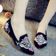 Yonghechun zapatos viejos de tela de Beijing, zapatos de mujer de moda, zapatos bordados antiguos, zapatos Hanfu de estilo étnico, zapatos cheongsam cómodos, zapatos individuales de mujer de gran tamaño, Muller negro 36 tamaño estándar