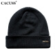 CACUSS woolen hat men's spring and winter double-layer thickened warm ear protection hat cuffed knitted hat black