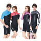 DIVE&SAIL 1.5 mm thickened winter swimsuit, warm diving and snorkeling suit, short-sleeved one-piece snorkeling suit, jellyfish suit 606 short-sleeved blue 2XL