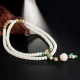 Shiyue Jewelry White Jade Bodhi Root Bracelet 108 Wenwan Buddha Beads Bracelet Gold Thread Bodhi Necklace Carved Lotus Flower Gift Wooden Bracelet Handle White 8x6mm