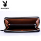 Playboy (Playboy) Menora de billetera para hombres Top Cow Wide Cowhide Long Zipper Bag Long Capacidad Posición de múltiples tarjetas Classic Black [Modelo clásico]