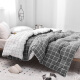 Byford quilt core thickened double fiber quilt spring and autumn warm cotton quilt air conditioning quilt gray and white grid 6Jin [Jin equals 0.5kg] 200*230cm