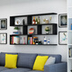 Fire moon wall partition wall-mounted creative simple wall bookshelf wall living room bedroom wall decoration shelf cabinet black 120 length 20 depth 25 height