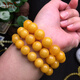 Jing Yuxiang beeswax bracelet natural old honey chicken oil yellow full honey amber bracelet men's single circle women's round barrel Buddha beads without optimization 15.5mm diameter 15-