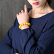 Jing Yuxiang beeswax bracelet natural old honey chicken oil yellow full honey amber bracelet men's single circle women's round barrel Buddha beads without optimization 15.5mm diameter 15-