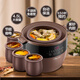Bear Electric Stew Pot, Electric Stew Cup, Soup Pot, Purple Clay Pot, Household Stew Pot, Waterproof Stew Pot for Porridge, Electric Casserole for Bird's Nest Porridge, Steam Up and Stew Down, 4.5L, One Cup with Five Bites B45Z1