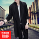 风衣外套男中长款春秋男士大衣2024新款男款衣服男生长款 黑色 3XL