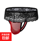Men's underwear sexy transparent mesh breathable and comfortable low waist triangle thong for men red 2XL