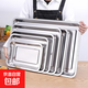 Extra thick stainless steel plate rectangular commercial square plate tray barbecue plate dumpling plate household deep and shallow dish plate 60*40*4.8cm three pack