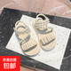 Children's sandals girls 2025 summer new style girls princess sandals medium and large children pearl soft bottom sports beach shoes white 35
