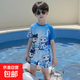 2025 New Nezha Demon Boy Naohai Cartoon Children's Swimsuit Boys Split Quick-Drying Sunscreen Swimsuit Set Trendy 8996 Blue Three-piece Set Pair 100