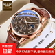 Genuine men's watch, high-end casual quartz watch, simple temperament, men's watch strap, high-looking Roman fashion watch, brown commander style