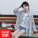 Girls Korean style plaid children's gentle style cardigan medium and large children girls plaid long sleeve jacket loose casual shirt KTM-W30 blue Korean style plaid shirt 150