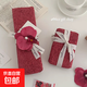 Burgundy stone-grained paper, high-end light luxury festive gift wrapping paper, textured wedding gift holiday decoration paper, 1 piece of burgundy stone-grained paper + red phalaenopsis + 1 meter English ribbon + double-sided tape